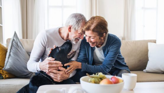 Senior couple and their dog