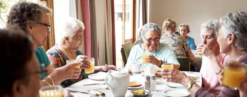 Older Adults Enjoy a Dinner