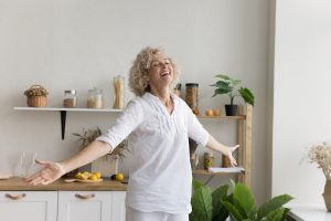 Senior woman enjoying a maintenance-free lifestyle.