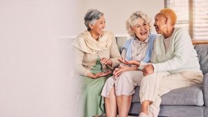Group of older women having fun together