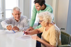 Senior couple in a memory care community in Austin, TX